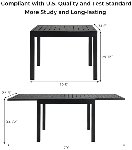 Grand patio 7-Piece Outdoor Dining Set for 6 with 1 Rectangle Expandable Table for 4-6 Person, Metal Woven Wicker Fixed Patio Chairs with Thickened Cushions for Yard, Poolside, Deck (Brown) - Image 5