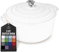 Zulay Kitchen 5 Quart Enameled Cast Iron Dutch Oven Pot with Lid – Premium Durability & Oven Safe up to 500°F – Heavy Duty Cookware Perfect for Bread Baking, Stews, Braising & Roasting – White by ZulayKitchen