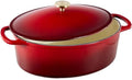 Best Choice Products Oval 7.5 Quart Enamel Cast-Iron Dutch Oven, Heavy-Duty Pre-Seasoned for Baking, Cooking w/Side Handles – Red by BestChoiceProducts