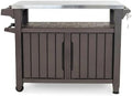 Keter Outdoor Rolling Table Cart for Food Prep, Storage, Dark Brown by Unknown