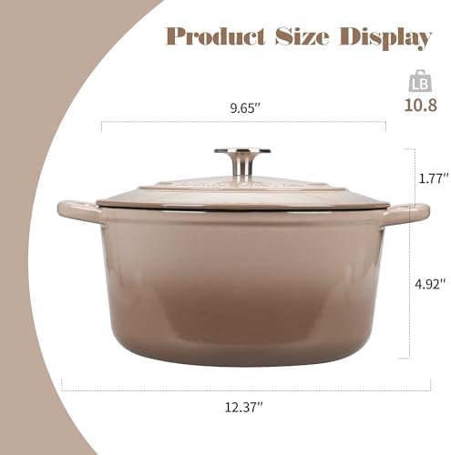 EDGING CASTING Enameled Cast Iron Dutch Oven with Sourdough Bread Baking Kit, Bread Dutch Oven with Lid, Includes Proofing Basket & Baking Tools, 5qt, Mocha - Image 2