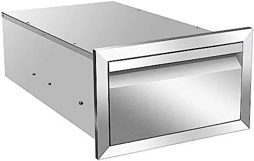 Outdoor Kitchen Drawers, Box Frame Style Flush Mount BBQ Drawer w/Stainless Steel Handle, BBQ Island Drawers For Patio Grill Station,Single Drawer by OLIPIC