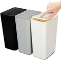 N. NETDOT 3 Pack 10L/2.6 Gal Bathroom Trash Can with Lid, Bin Press Small Can/Slim Garbage Cans/Waste Basket for Bathroom,Kitchen,Office,Bedroom - Black,Gray,Off White NDTR001 by NNETDOT