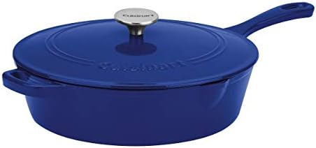 Cuisinart Chef's Classic Enameled Cast Iron Dutch Oven with Lid, Porcelain Enameled Interior, Oven Safe, Induction Compatible, 12-Inch, Chicken Fryer, Colbat by Cuisinart