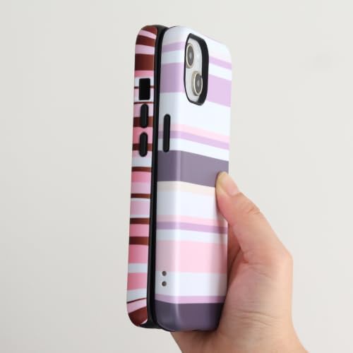 for iPhone 15 Case, Magnetic Matte Frosted Dual-Layer Striped Phone Case for Women, Retro Aesthetic Cover Compatible with MagSafe Accessories - Retro Vineyard - Image 4