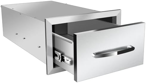 Pull Out Trash Drawer, Lower Sliding Rails Stainless Steel Roll Out Trash Bin Pull Out Tray With Handle For Outdoor Kitchen BBQ Island Grill Station,Single Drawer - Image 3