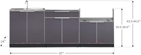 NewAge Products Classic Series 4PC Aluminum Slate Gray Modular Outdoor Kitchen Set - 24" D x 97" W x 35.5" H - Image 3