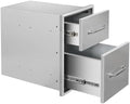 Outdoor Kitchen Drawers 14" W x 21" H x 21" D Stainless Steel Double Drawers with Ergonomic Handle for BBQ Island, Patio Grill Station & Outdoor Kitchen Cabinets by Unknown
