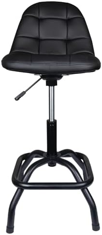 Performance Tool W85031 Pneumatic High Back Adjustable Swivel Bar Stool with Back Support for Home, Bar, and Shop, Black, 26-32-Inches High - Image 3