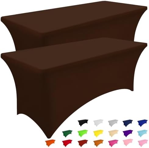 Smiry 2 Pack Spandex Table Cloth 8FT, Elastic Fitted Coffee Tablecloth by Smiry