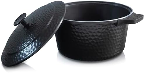 Gotham Steel Hammered 5 Qt Lightweight Dutch Oven Pot with Lid & Holders, Ceramic Non Toxic, Oven Safe & Even Heat Retaining Dutch Oven for Bread Baking Sourdough, Soup, 70% Lighter than Cast Iron by GothamSteel