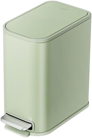 Cesun Small Bathroom Trash Can with Lid Soft Close & Pedal, 1.3 Gal, Green by Cesun