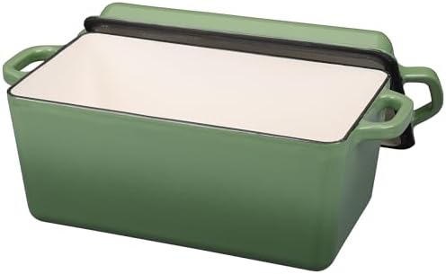 EDGING CASTING Enameled Cast Iron Dutch Oven, Oblong Bread Oven for Sourdough Bread Baking, Baking Pan, Dual Handles, Oven Safe, 4 Quart, Pistachio Green - Image 6