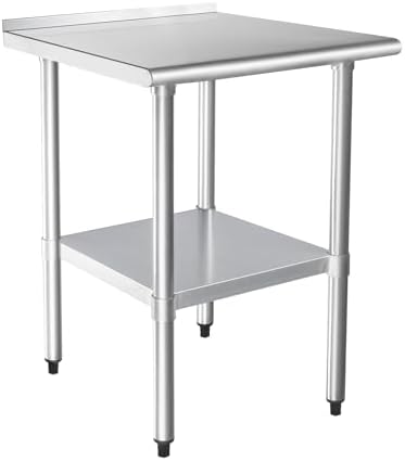 HARDURA Stainless Steel Commercial Table with Backsplash 24 x 24 Inches by HARDURA