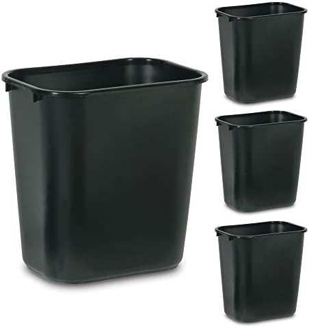 Rubbermaid Commercial Products Wastebasket, Black, 7-Gallon, 4 Pack by RubbermaidCommercialProducts