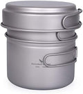 Titanium Pot Pan Set with Folding Handle Outdoor Camping Soup Pot Bowl Frying Pan Mess Kit Picnic Cookware by usharedo