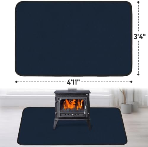 Fireproof Fireplace Rug for Home Protection, 4'11'' x 3'4'' x 0.04'', Blue - Image 2