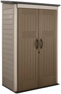 Rubbermaid Vertical Resin Outdoor Storage Shed With Floor (4 x 2.5 Ft) Weather Resistant Brown Organization for Home/Backyard/Garden Tools/Porch/Patio Cushions/Pool Chemicals/Toys by Rubbermaid