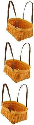 Yardwe 3pcs Woven Picnic Basket Handles Capacity Handheld Storage Basket for Fruits Vegetables Snacks for Outdoor Gatherings Home Organization by YARDWE