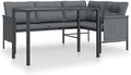 2 Piece Patio Dining Set Anthracite Steel Corner Sofa and Table by Unknown