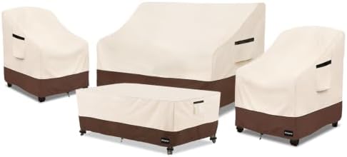 Rileytee Patio Furniture Set Covers Waterproof 4Pcs,Beige & Brown,Medium by Rileytee