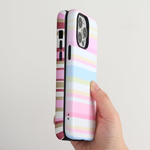 for iPhone 14 Pro Case, Magnetic Matte Frosted Dual-Layer Striped Phone Case for Women, Retro Aesthetic Cover Compatible with MagSafe Accessories - Berry Sage - Image 4