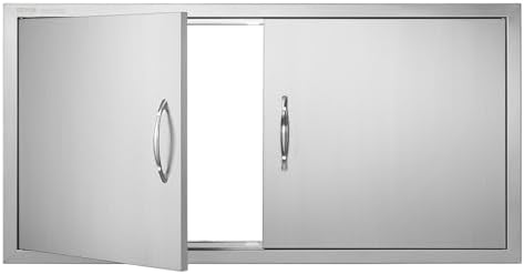 VEVOR BBQ Access Door, 42W x 21H Inch Double Outdoor Stainless Steel Flush Mount Door with Handles, for BBQ Island, Grilling Station, Outside Cabinet by VEVOR