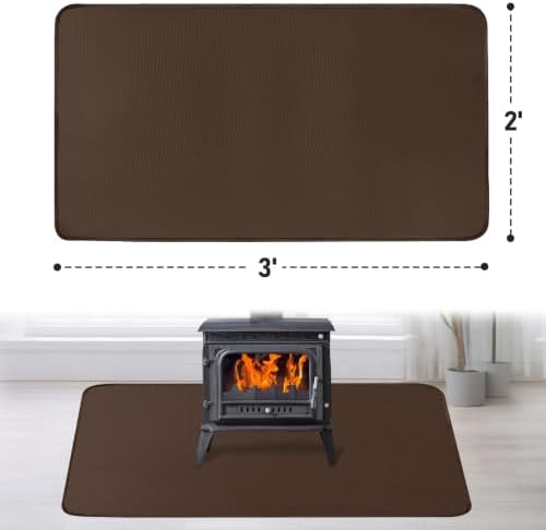 Fireproof Fireplace Rug for Home Protection, 3' x 2' x 0.04'', Brown - Image 2