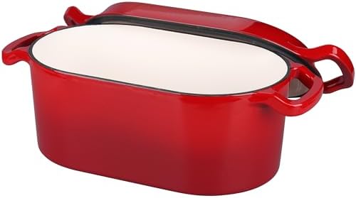 VORRINGARD Oval Dutch Oven Pot with Lid, Enamel Coating Cast Iron Bread Pans for Homemade Sourdough Bread Baking, Cooking, 4 Quart, Red - Image 6