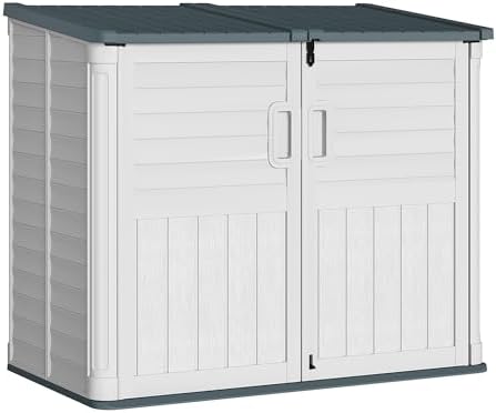 Greesum Outdoor Trash Can Storage Shed, 34 Cu.ft Horizontal Outdoor Storage Cabinet, Waterproof for Garden, Pool Storage, Garbage Cans, Beige by BuynowfromGreesum
