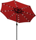 Blissun 9 ft Solar Umbrella, 32 LED Lighted Patio Umbrella, Table Market Umbrella, Outdoor Umbrella for Garden, Deck, Backyard, Pool and Beach (Red) by Blissun