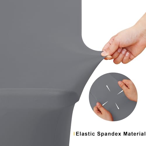 Smiry 2 Pack Spandex Table Cloth 5FT, Elastic Fitted Grey Tablecloth - Image 4