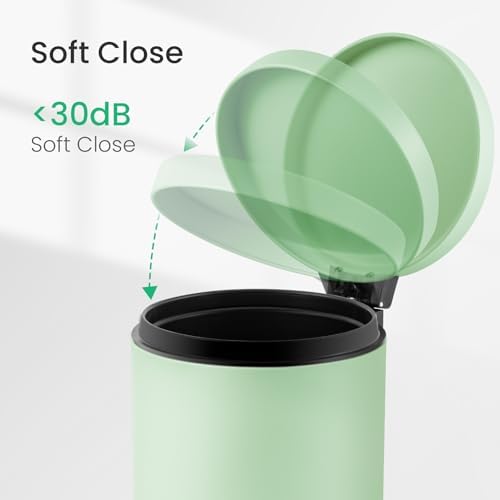Cesun Small Round Bathroom Trash Can with Lid Soft Close, 1.2 Gal, Green - Image 4
