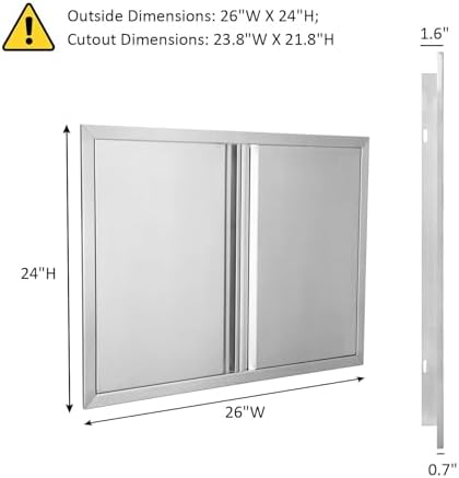 BI-DTOOL Outdoor Kitchen Door 26" W X 24" H 304 Brushed Stainless Steel BBQ Access Doors for Outdoor Kitchen Outdoor Cabinet Barbeque Grill or BBQ Island - Image 2