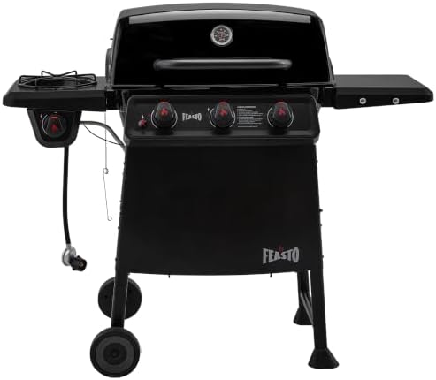 Feasto 3-Burner Propane Gas Grill with Side Burner for Outdoor Cooking by Idealforcook