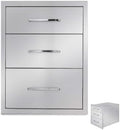 Outdoor Kitchen Drawers,Stainless Steel BBQ Drawer 3-Drawer, 16" W x 21" H x 23" D Flush Mount Triple Access Drawer for Outdoor Kitchen,BBQ Island by ATATOD