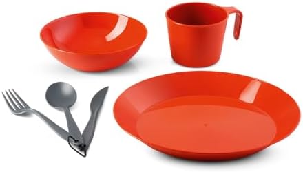GSI Outdoors Cascadian Table Set I 6-Piece Camping, Backpacking Mess Kit, Plastic BPA Free, Plate, Bowl, Mug, Cup & Cutlery Set by GSIOutdoors