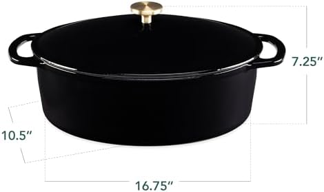 Best Choice Products Oval 7.5 Quart Enamel Cast-Iron Dutch Oven, Heavy-Duty Pre-Seasoned for Baking, Cooking w/Side Handles – Black Licorice - Image 2