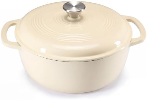 NEWBULIG 6 Quart Cast Iron Dutch Oven, Enamel Dutch Oven Pot with Lid Beige by NEWBULIG