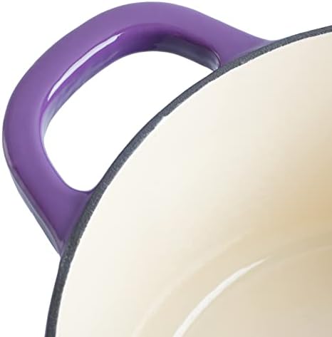 Crock-Pot Artisan 7-Quart Round Enameled Cast Iron Dutch Oven – Lavender Purple, Durable Heavy-Duty Cookware for Slow Cooking, Baking, Roasting with Lid - Image 6
