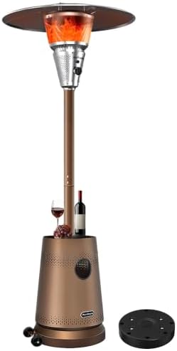 50,000 BTU Patio Heater for Outdoor Use, Portable Propane Patio Heater with Wheels, Stainless Steel Burner for Porch, Deck, Garden, Commercial (Brown) by MarsExplo