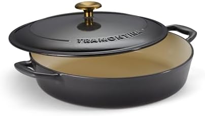 Tramontina Bestow Enameled Cast Iron 4-Qt Braiser Pan with Lid, Smoke by Tramontina