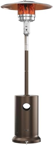 EAST OAK 55,000 BTU Propane Patio Heater with Round Table & Stainless Steel Burner, Outdoor Heater with Wheels, Ideal For Large Patios, Gardens, Outdoor Events, and Commercial Use, Bronze by EASTOAK