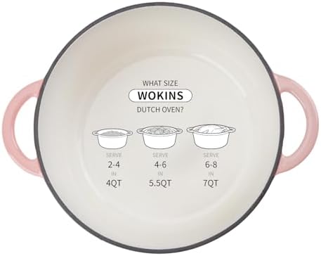 Enameled Cast Iron Round Dutch Oven -7QT Pot With Lid,Pink - Image 2
