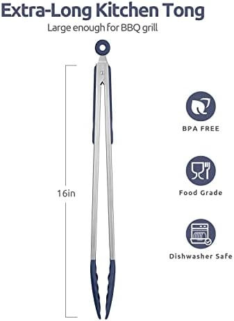 U-Taste Kitchen Tong for Cooking, 600ºF Heat-Resistant, 16in/Midnight Blue - Image 2