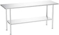 Atelicf NSF Stainless Steel Prep Table 24X72 inch, Rounded Flat Top by Atelicf