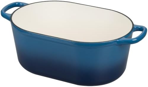 EDGING CASTING Enameled Cast Iron Oval Dutch Oven, 6QT, Lake Blue - Image 5