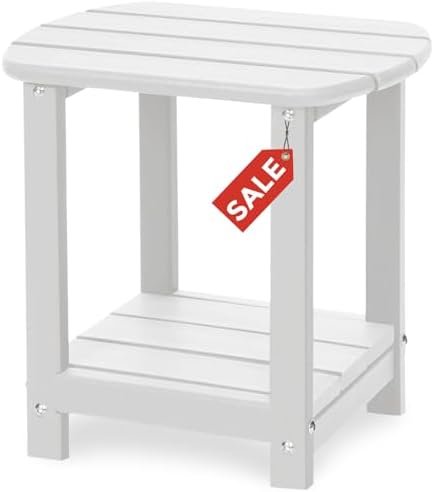 Adirondack Square Outdoor Side Table,2-Tier Storage Patio Side Table, HDPE End Tables for Backyard Pool Porch Garden Lawn by GARDENSTAR
