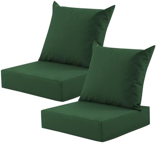 Outdoor Deep Seat Cushion Set, 24x24 Inch, Forest Green, Set of 2 by MuaMelop