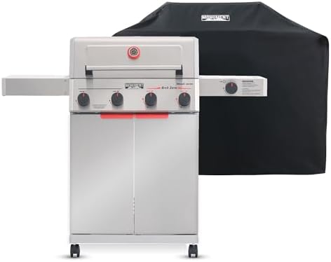 Monument Grills 4+1 Burner Stainless Steel 525 sq.in Propane Gas Grill Mesa 2, 49,000 BTU, 500°F in 5 Mins, Outdoor Patio Grill, Broil Zone, 1 Side Burner and 1 Foldable Side Shelf, with Grill Cover by MonumentGrills